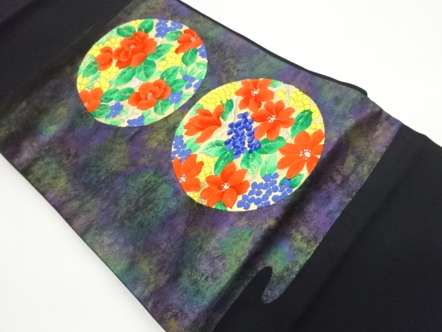 JAPANESE NAGOYA OBI / WOVEN FLORAL PLANTS